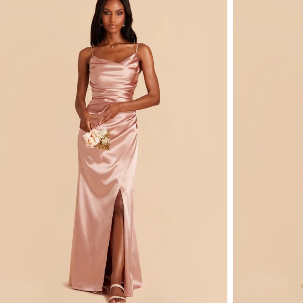Birdy Grey Satin Cowl Neck Rose Gold Slip Gown